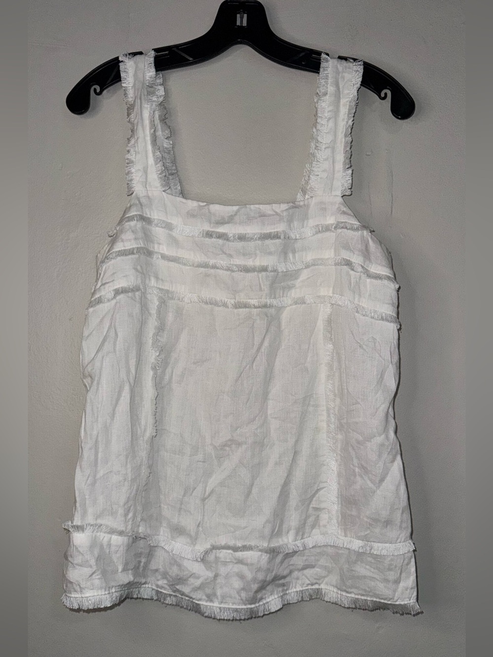 J. Crew White Ruffled Square-Neck Camisole